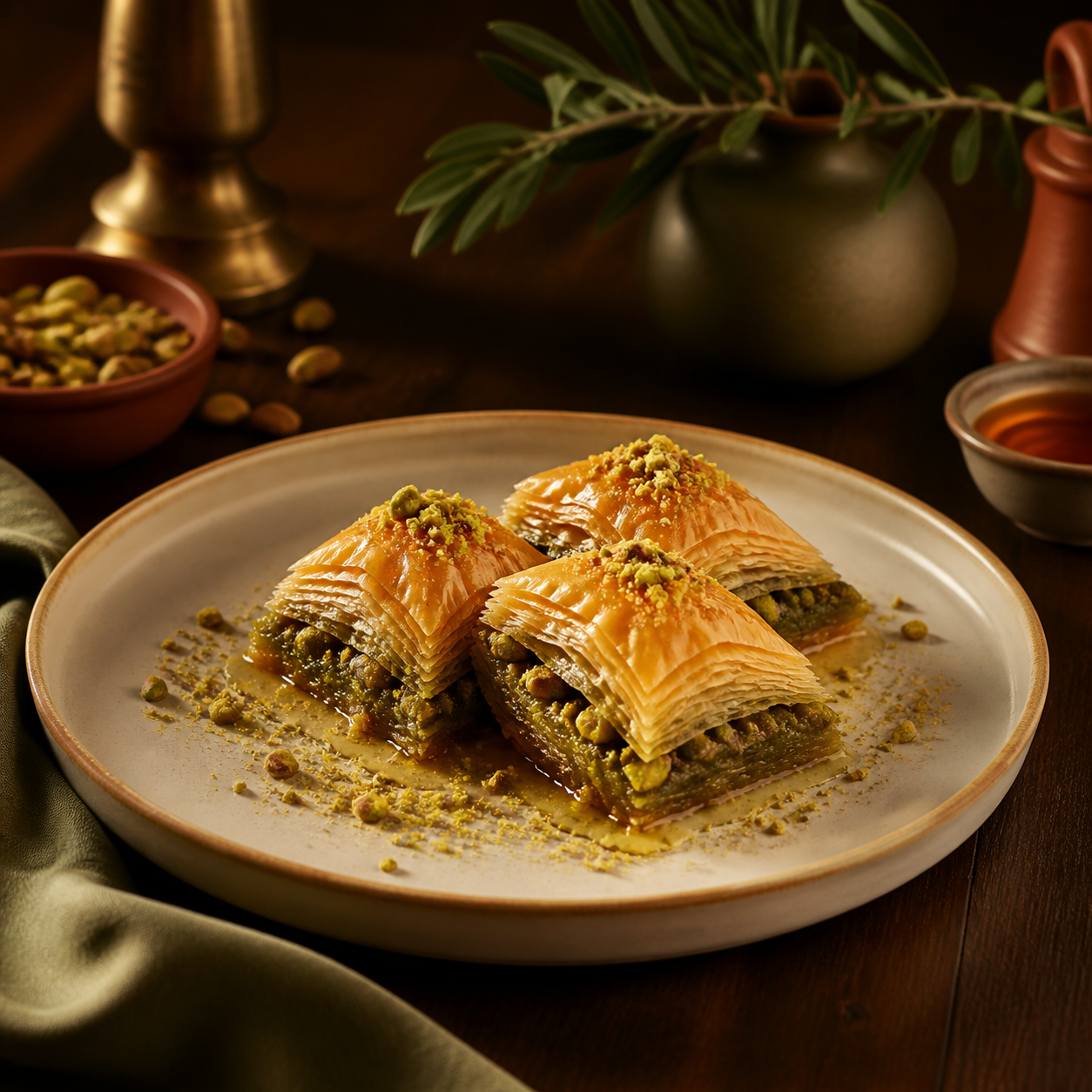 House baklava with pistachio
